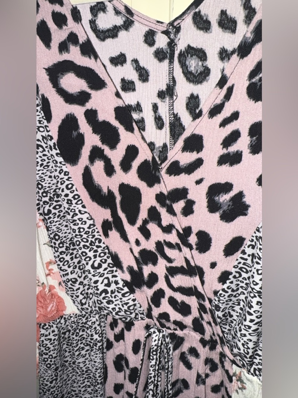GiGio Plus+ Brand XL Mixed Print Boho Dress Floral & Leopard Flowy Midi - Picture 7 of 8